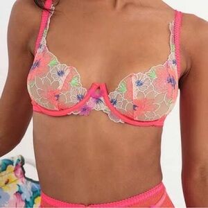 For Love And Lemons Vibrant Floral Lace Bra